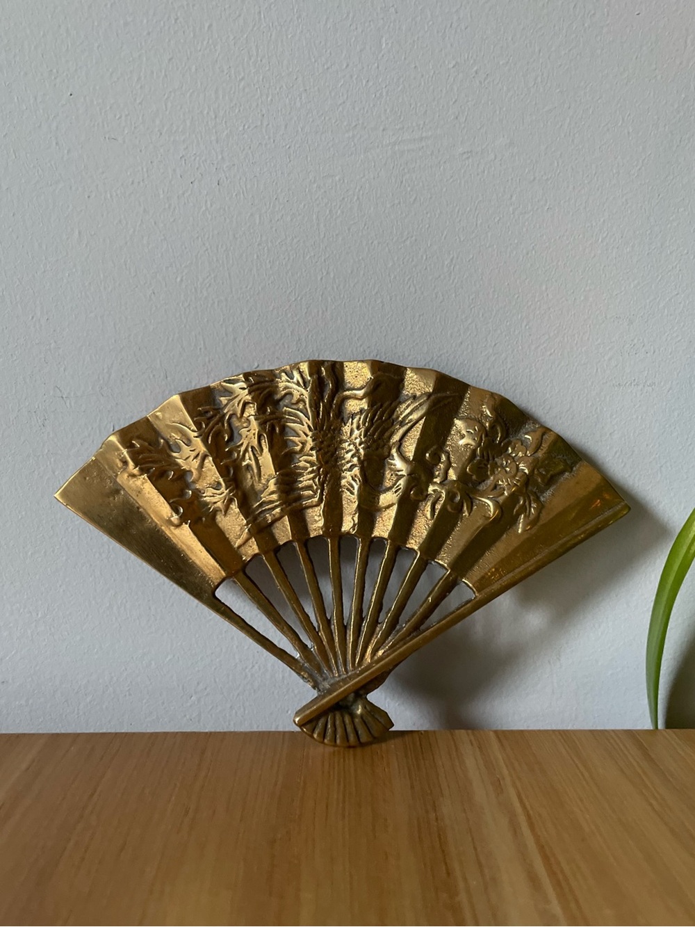 Vintage Solid Brass Decorative Hand Fan 5.75”